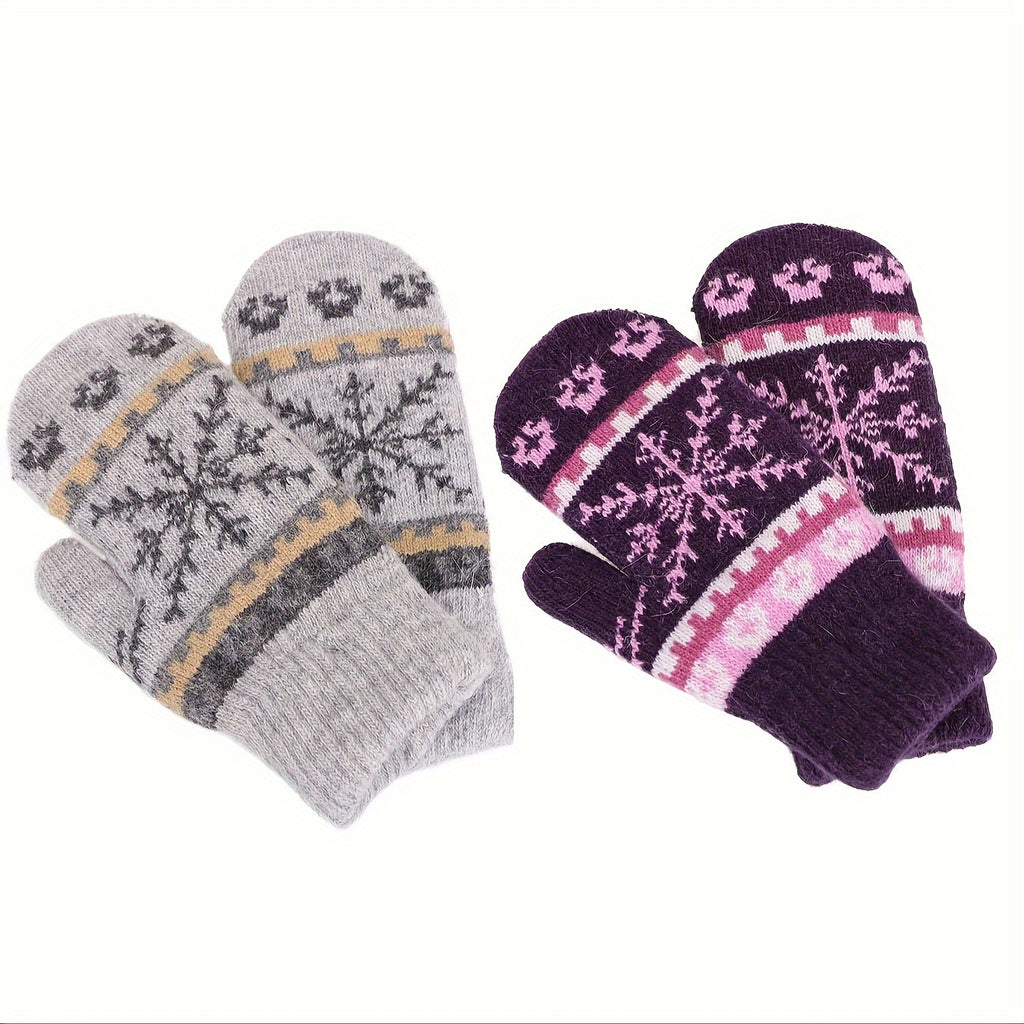 Moufles antidérapantes à motif jacquard