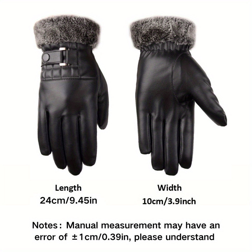 Gants thermiques en simili cuir, noir, noir