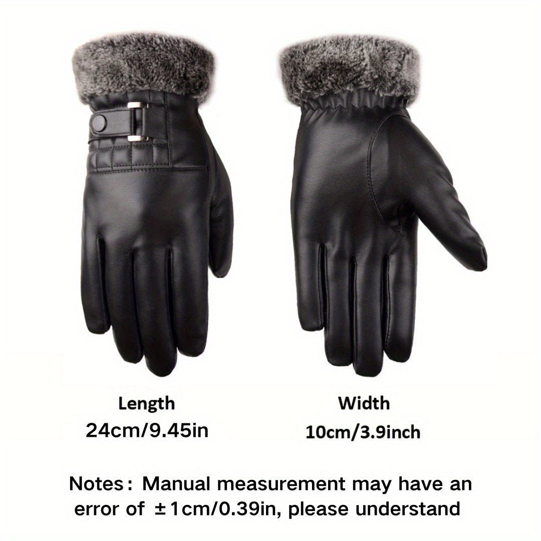 Gants thermiques en simili cuir, noir, noir (modèle 2)