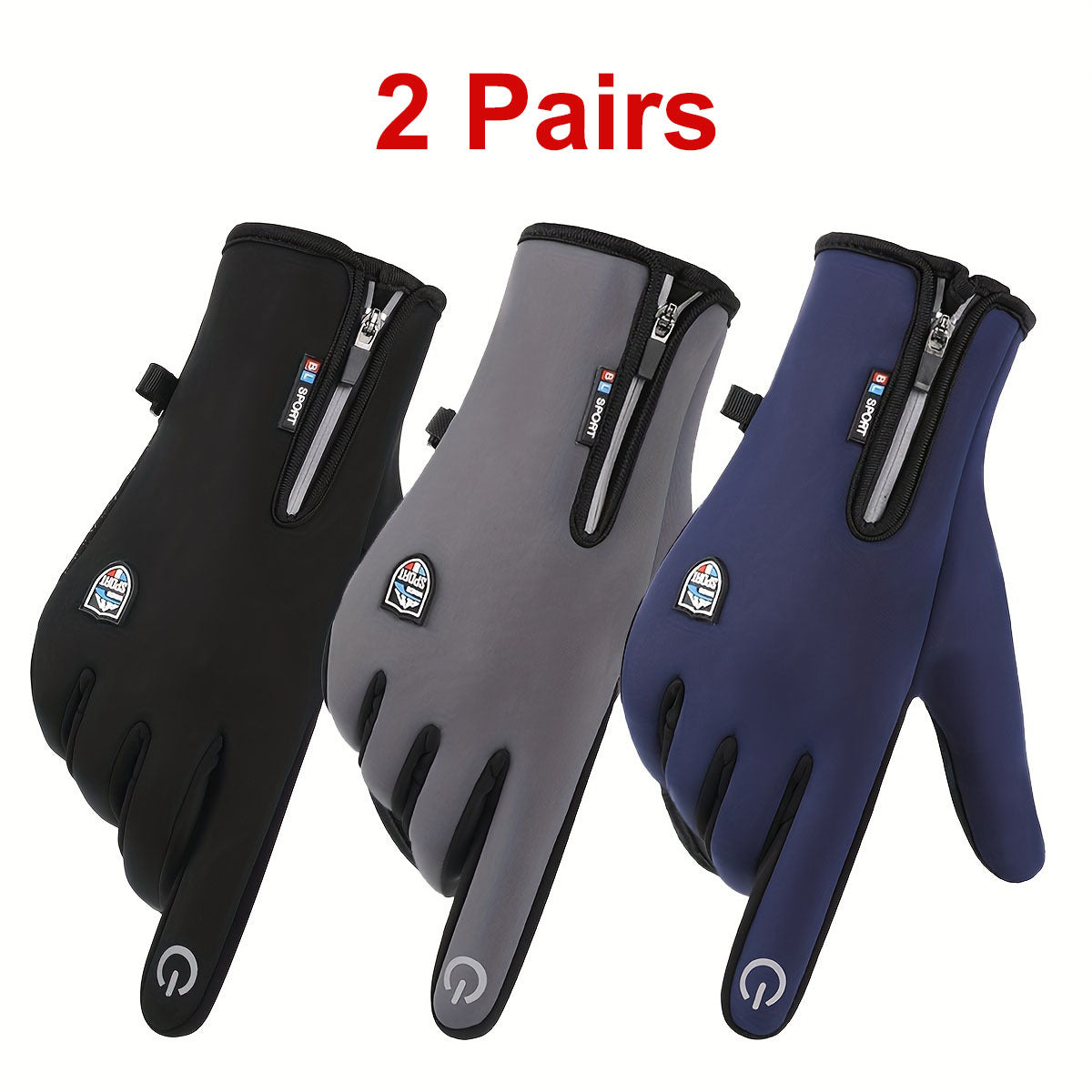 Gants tactiles coupe-vent thermiques en maille — lot de 2 paires