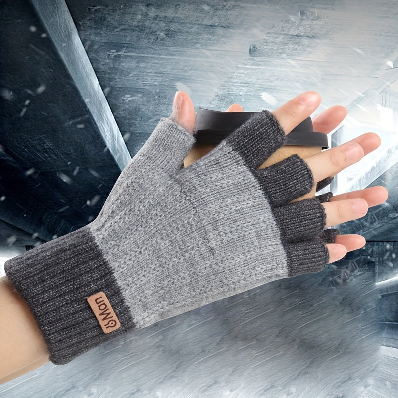 Gants sans doigts thermiques en maille, 3 coloris