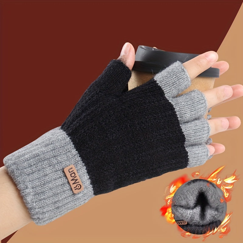 Gants sans doigts thermiques en maille, 3 coloris