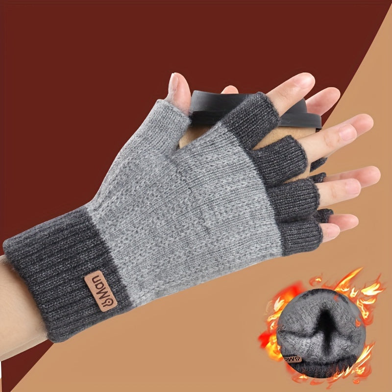 Gants sans doigts thermiques en maille, 3 coloris