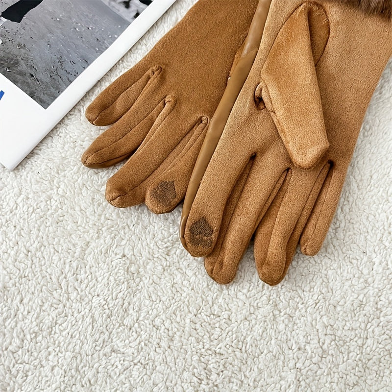 Gants doublés thermiques en cuir, 2 coloris