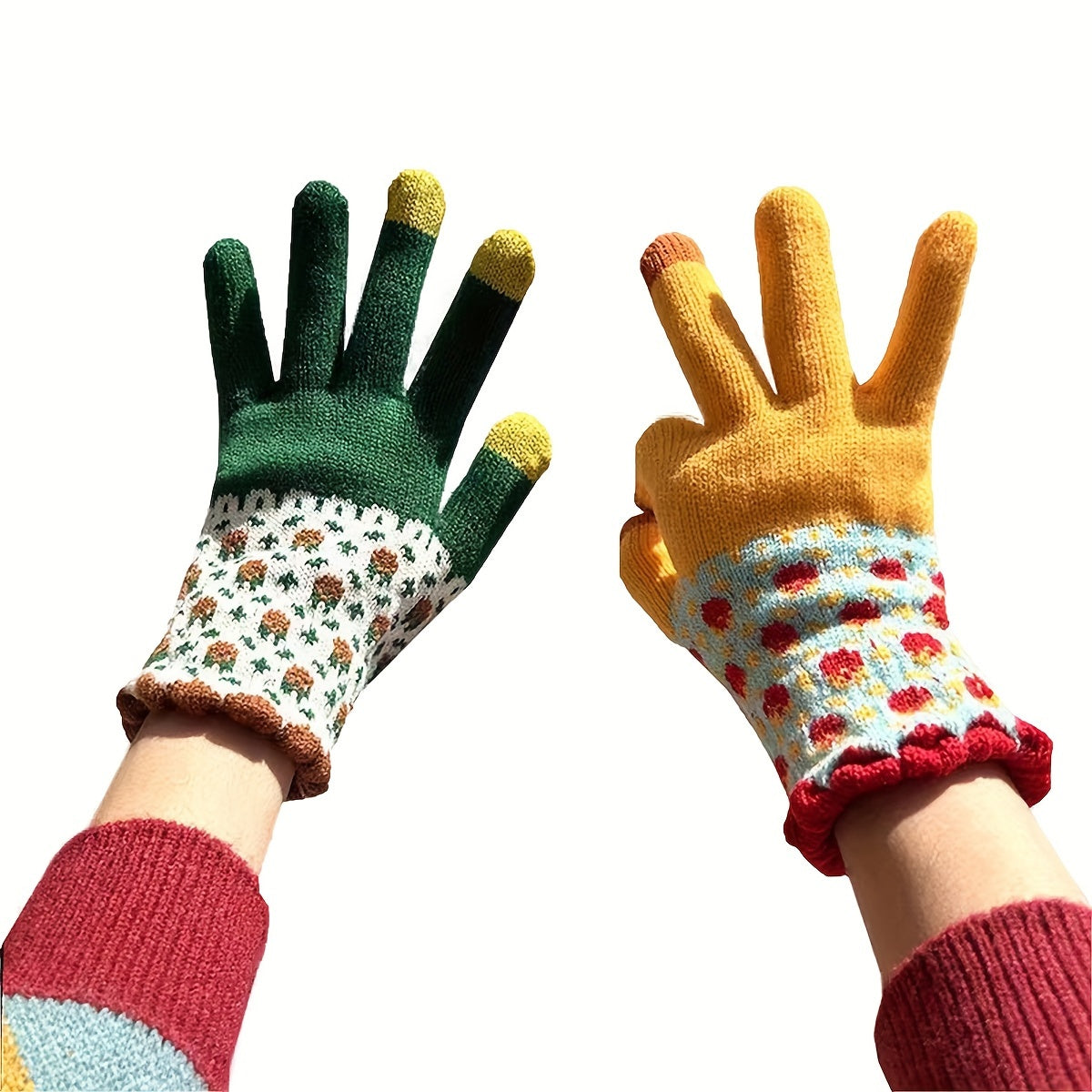 Gants doublés en maille, couleur a et b
