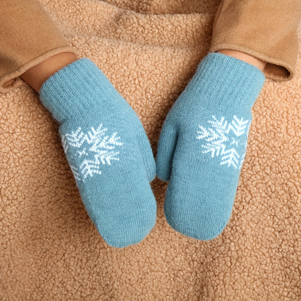 Gants mitaines doublés thermiques en laine, 6 coloris