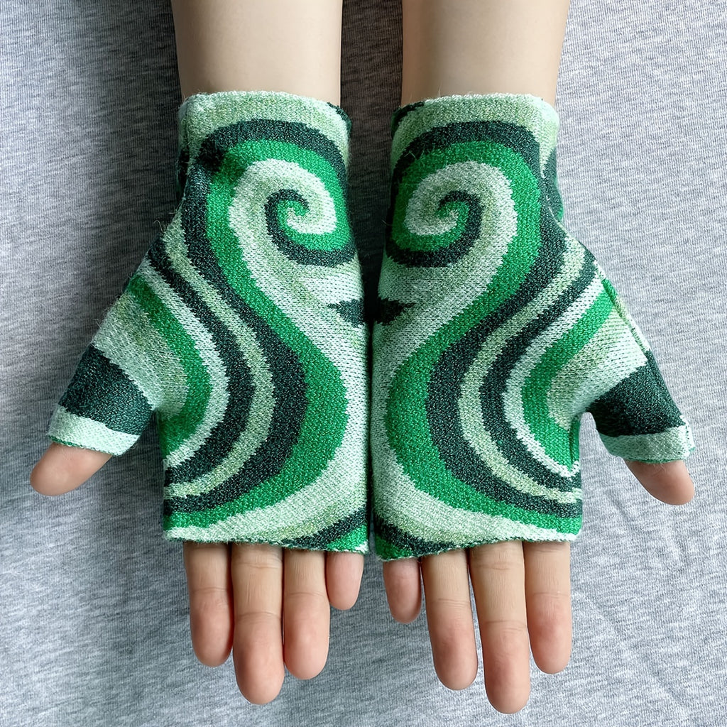 Gants sans doigts en maille, 6 coloris, jacquard