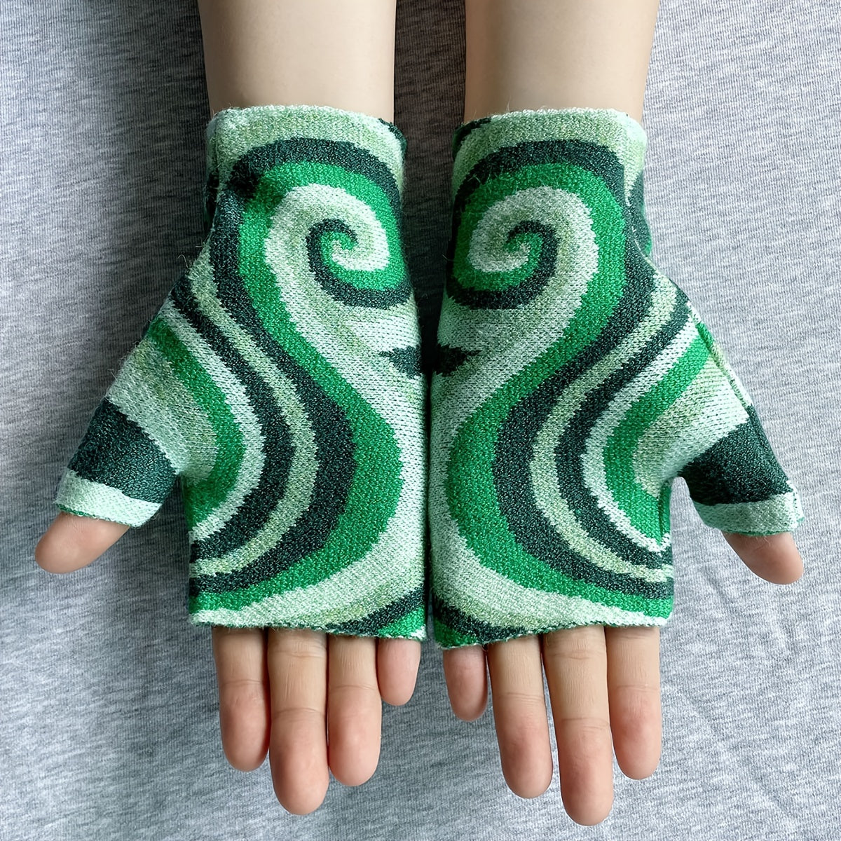 Gants sans doigts en maille, 6 coloris, jacquard