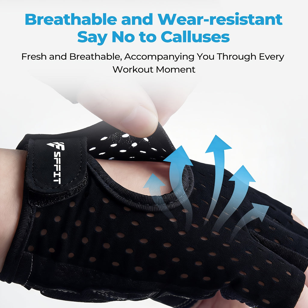 Gants de musculation sans doigts antidérapants, noir