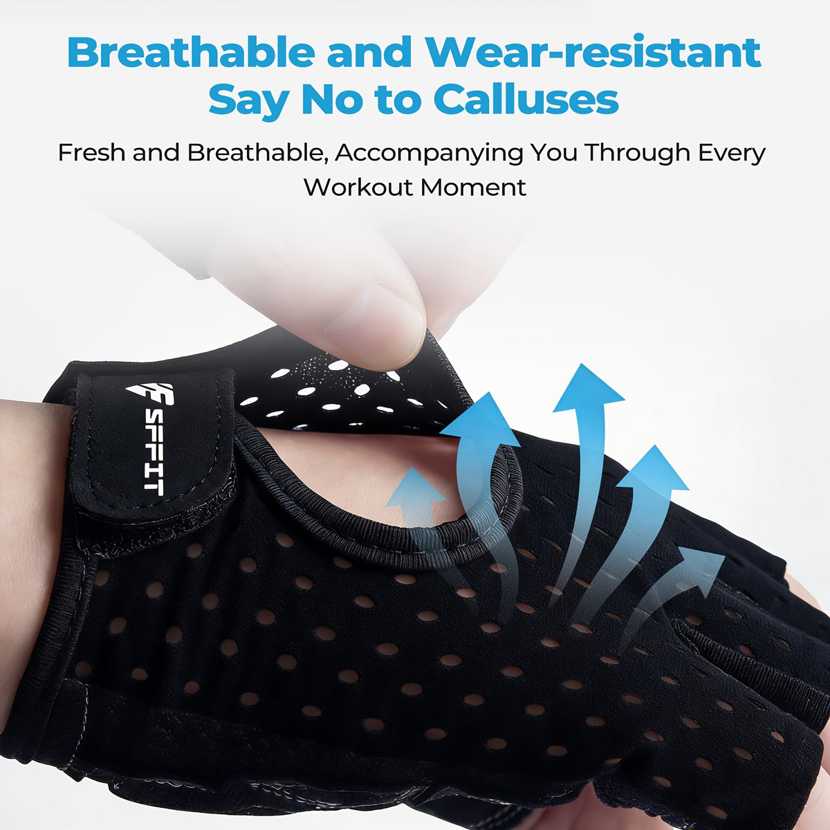 Gants de musculation sans doigts antidérapants, noir