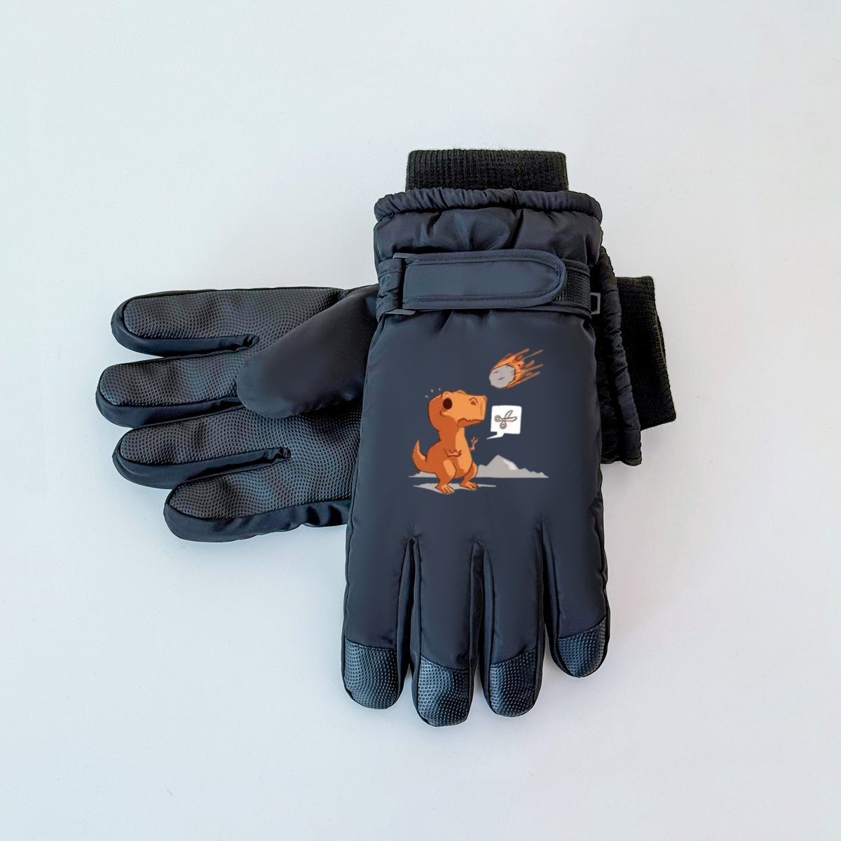Gants de ski imperméables à sangle de poignet pour enfant, blanc