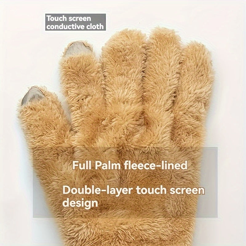 Gants à revers de fourrure à étiquette cousue en maille gaufrée
