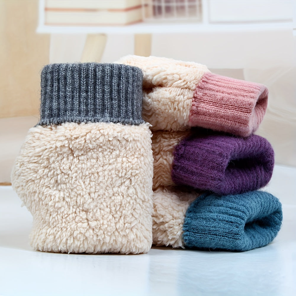 Gants mitaines doublés thermiques en laine, 6 coloris