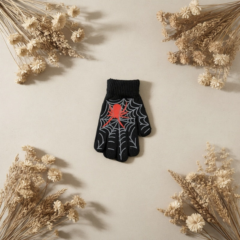 Gants antidérapants à motif squelette en maille pour enfant