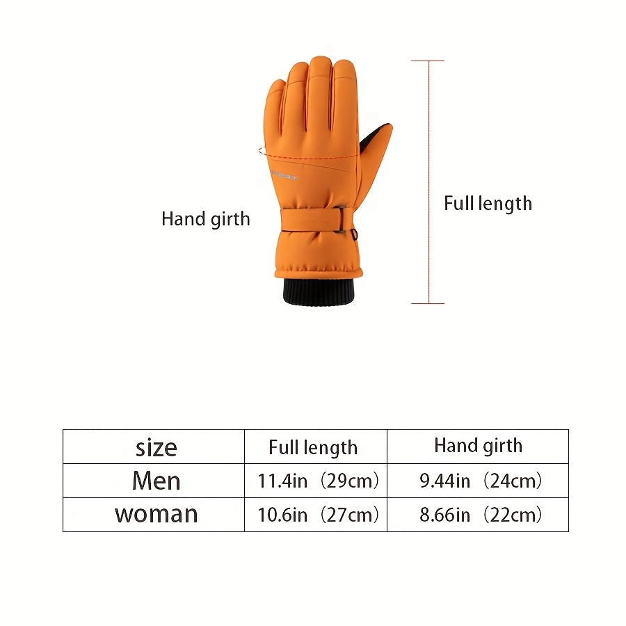Gants de ski imperméables à sangle de poignet en maille, jaune