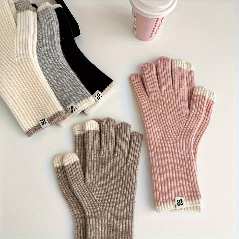 Gants mitaines en laine, 2 coloris
