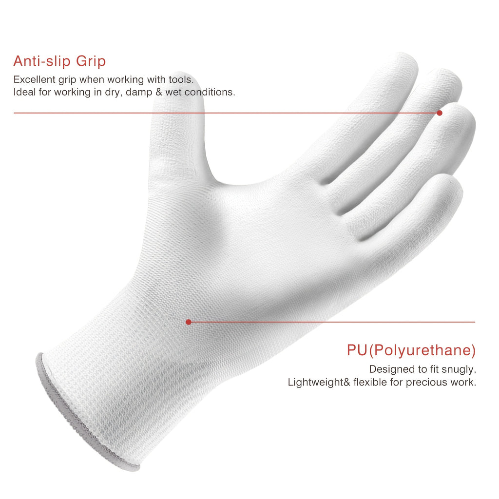 Gants de travail antidérapants en maille enduite — lot de 12 paires à sans couture