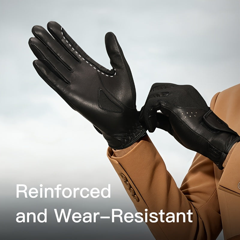 Gants d'équitation respirants à sangle de poignet en cuir de mouton