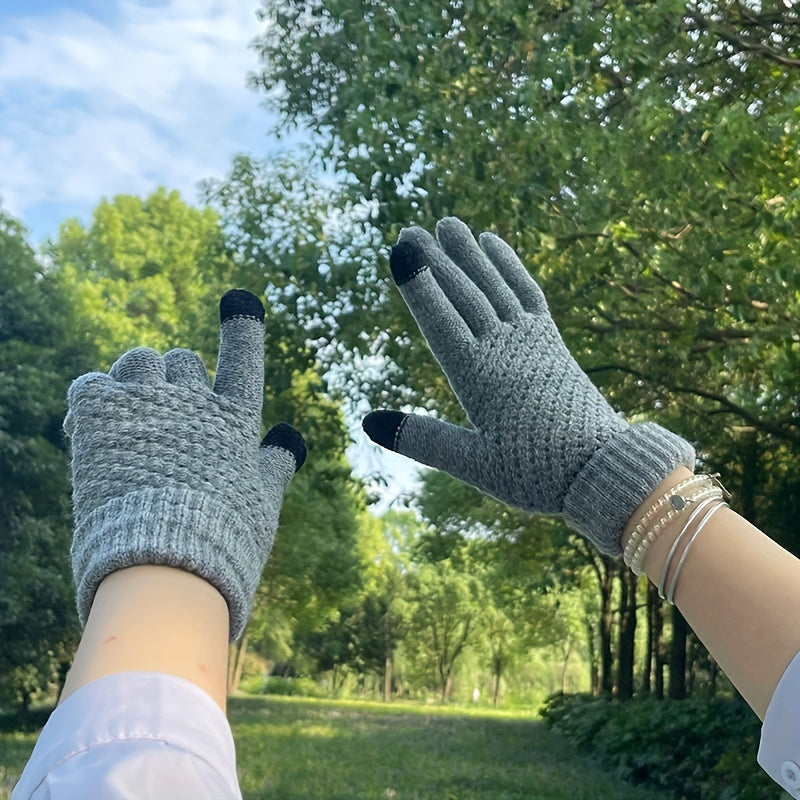Gants doublés en maille, 3 coloris, rayé