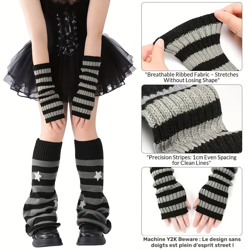 Manchons rayés en maille rayée