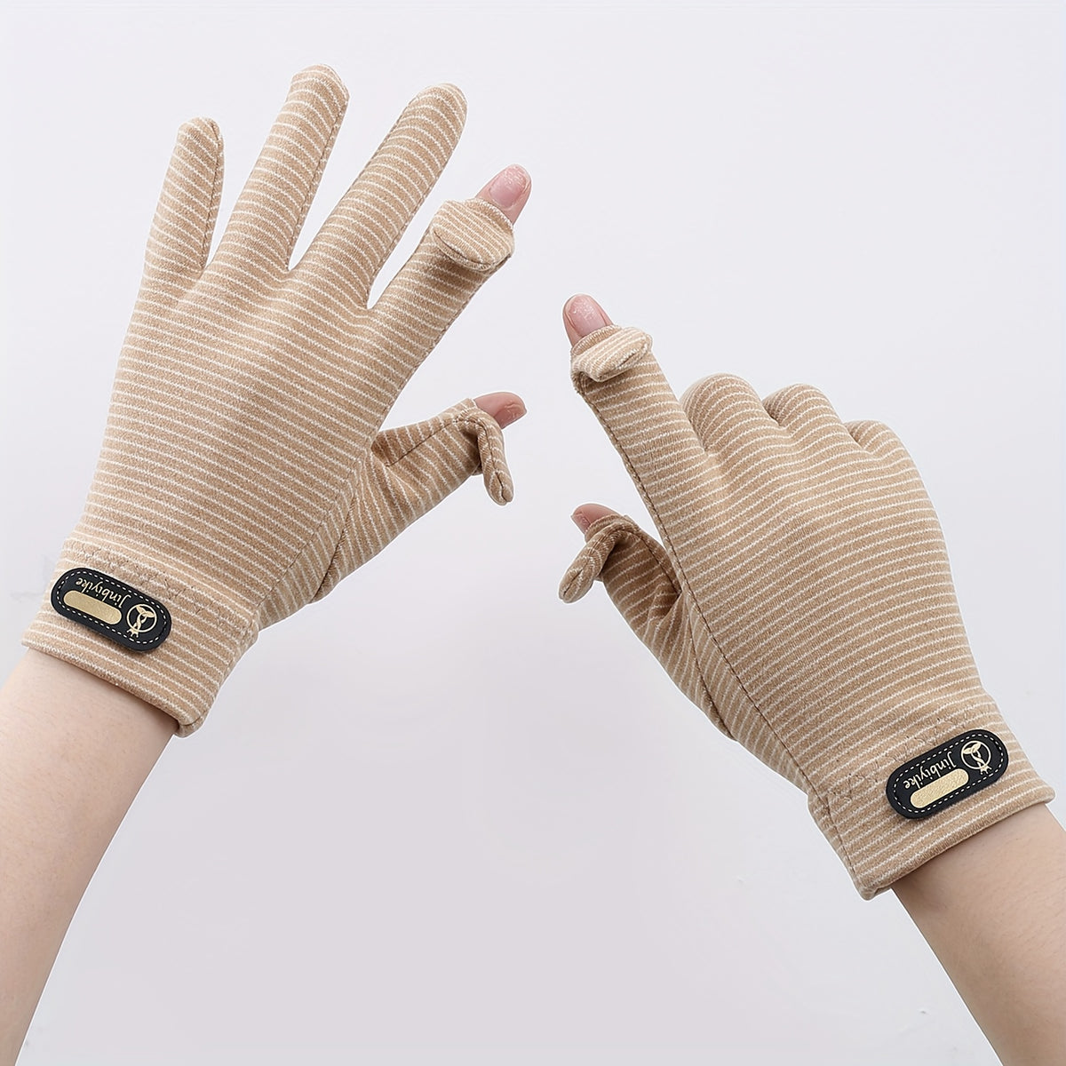 Gants sans doigts en maille, 3 coloris, noir, bleu et lavande