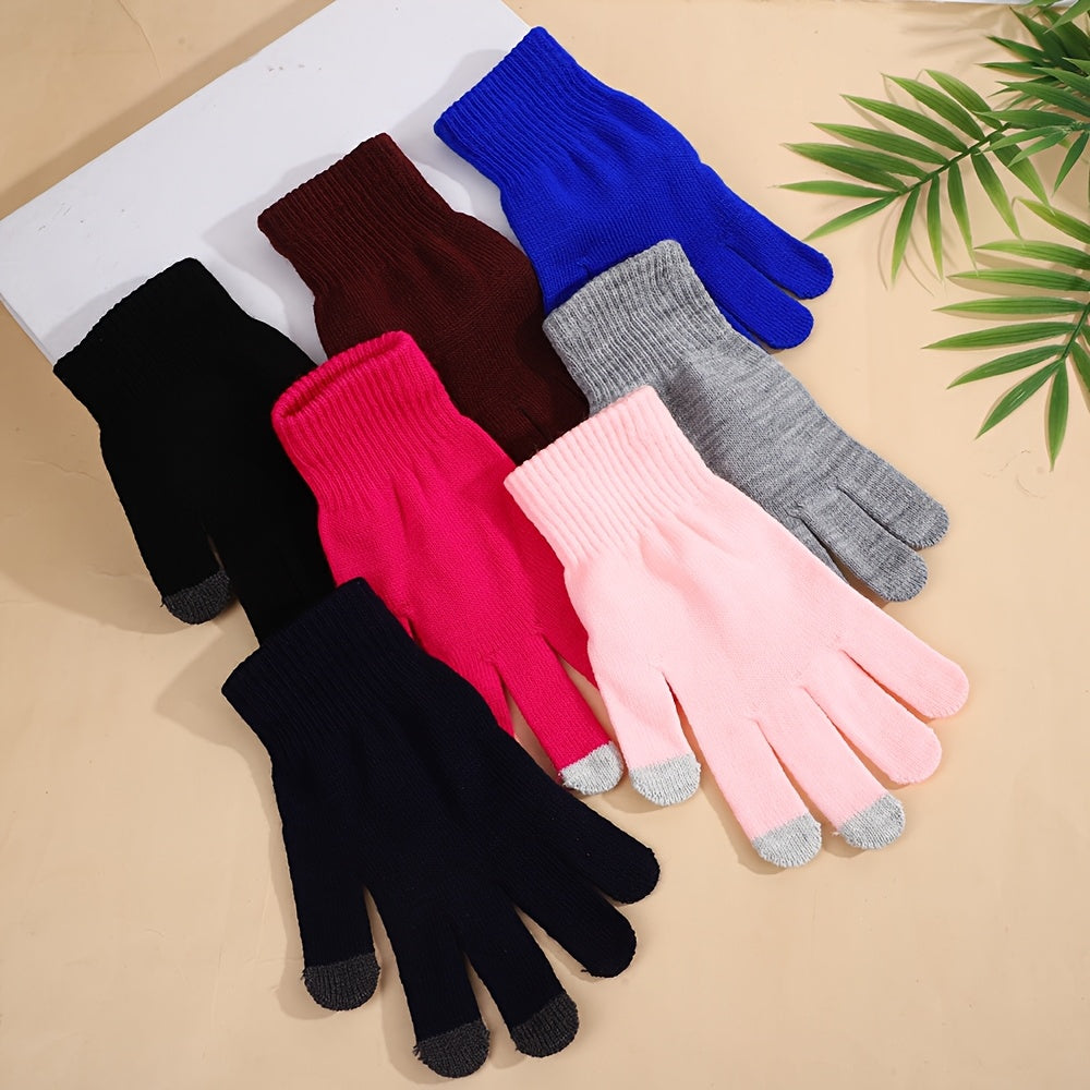 Gants tactiles thermiques en maille, 5 coloris