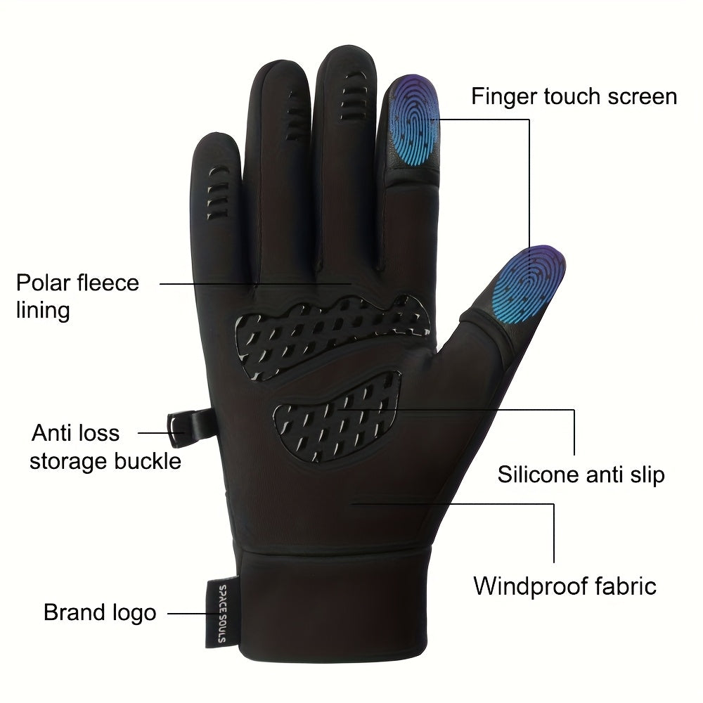 Gants tactiles coupe-vent en simili cuir