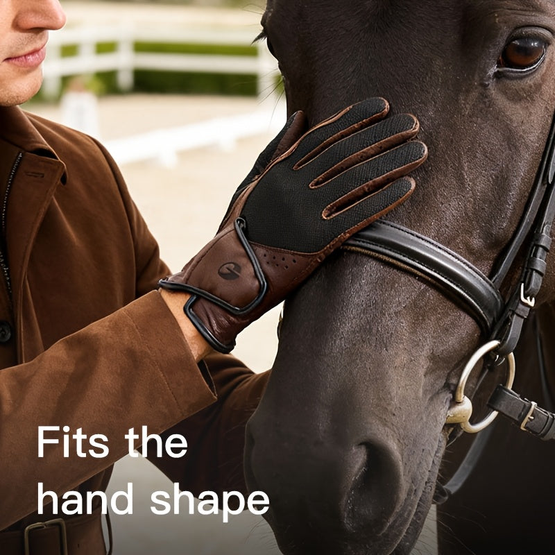 Gants d'équitation respirants à sangle de poignet en cuir de mouton
