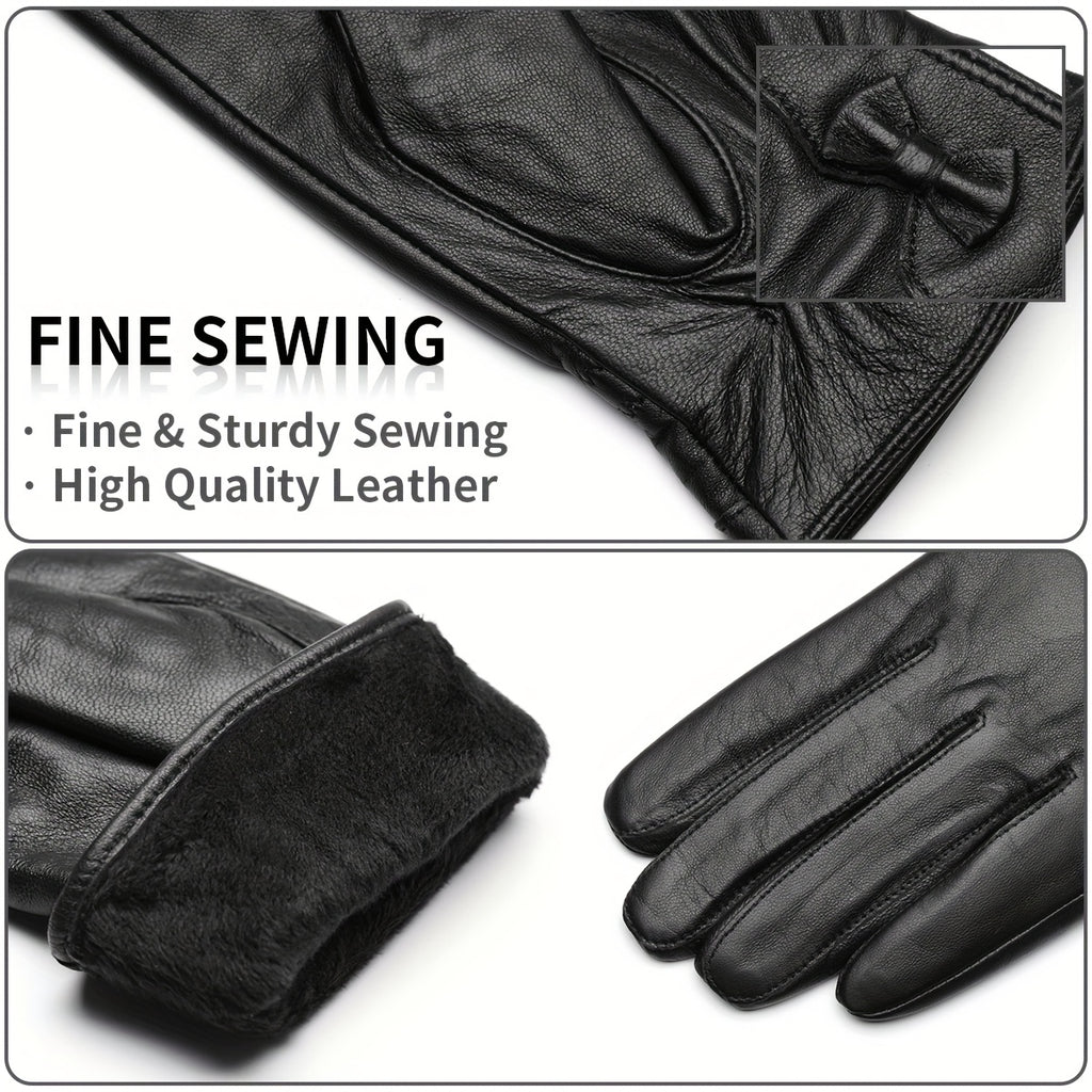 Gants tactiles à surpiqûres en cuir de mouton, du L au XXL