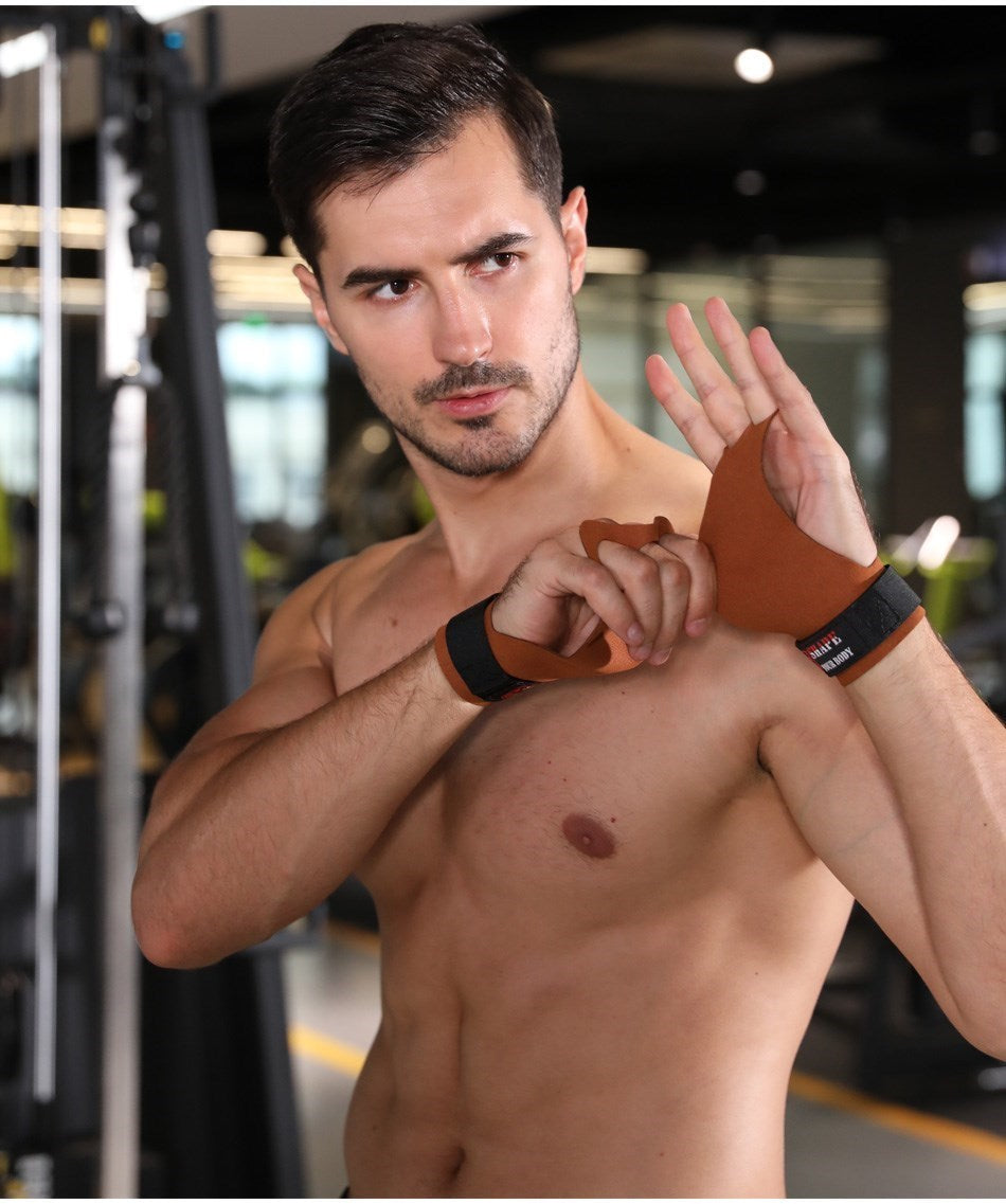 Gants de musculation à sangle de poignet en cuir