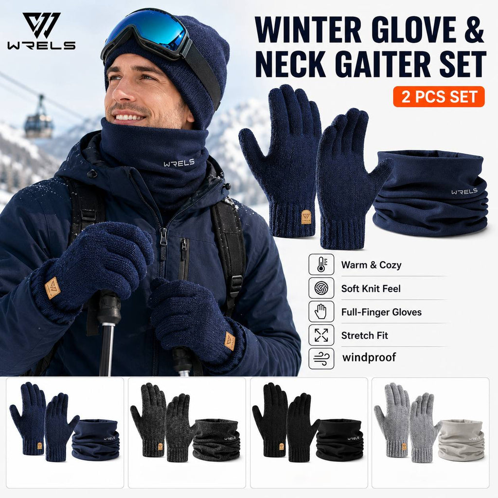 Ensemble 2 pièces — tour de cou et gants en maille, Wrels