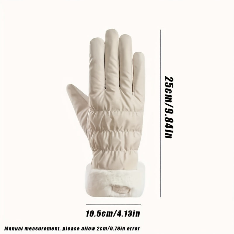 Gants de ski antidérapants à revers de fourrure