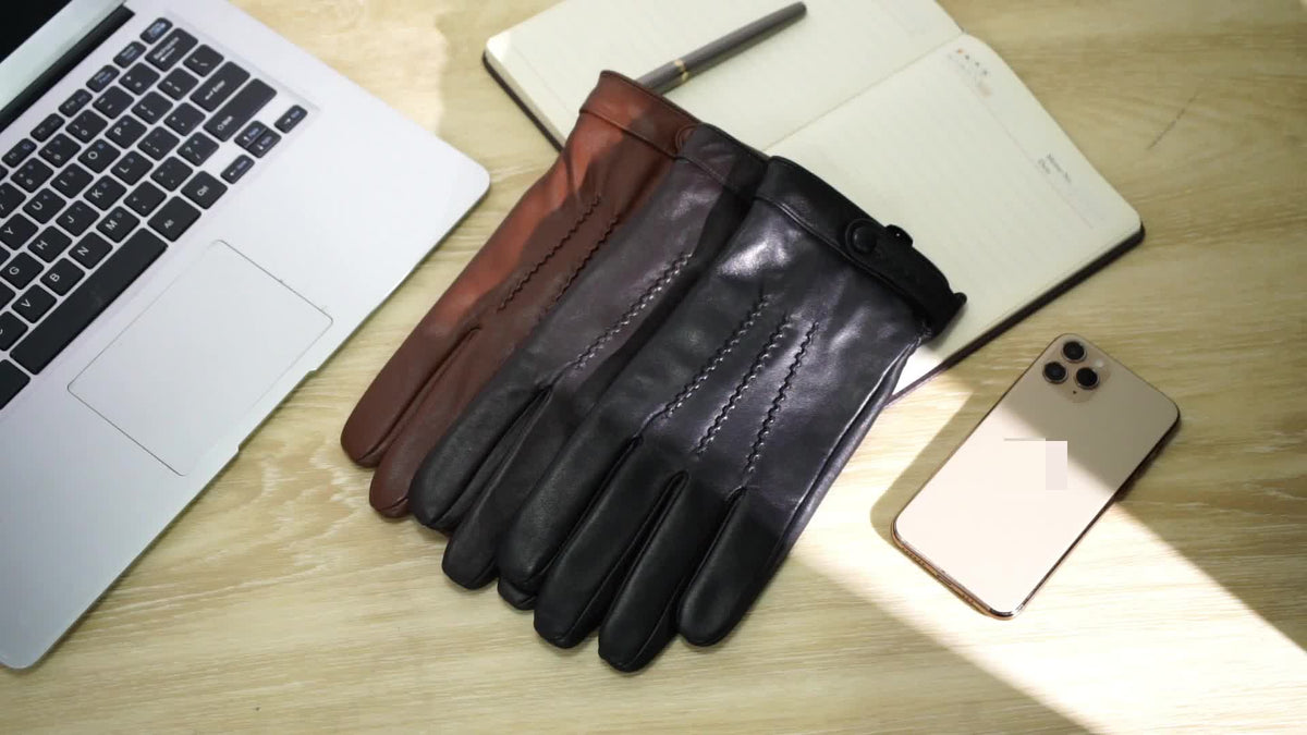Gants en cuir, 3 coloris, cuir de mouton