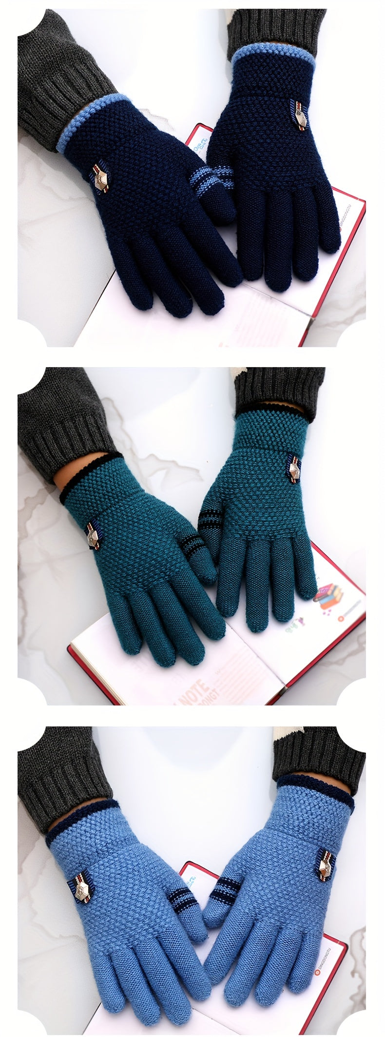 Gants brodés à poignet côtelé en maille pour enfant