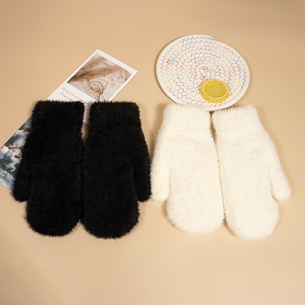 Moufles en peluche, beige