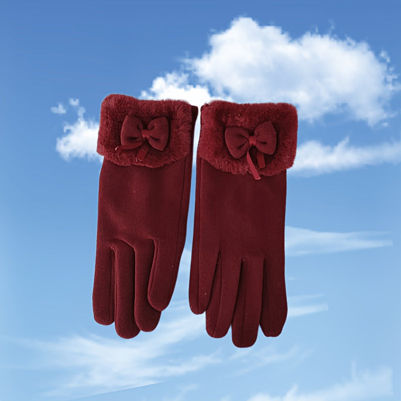 Gants tactiles thermiques en maille, pour le grand froid, 5 coloris, tissé, rouge