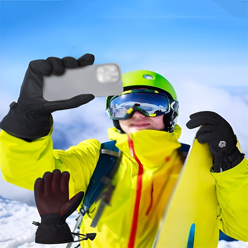 Gants de ski en simili cuir, noir