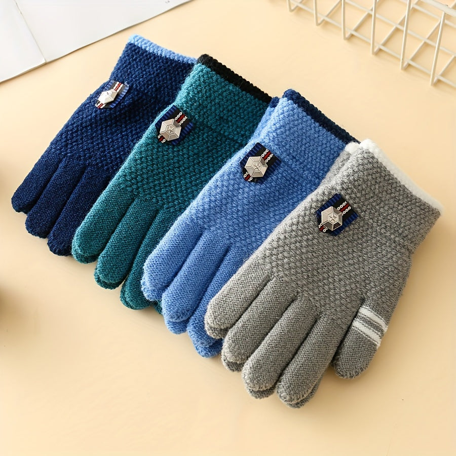 Gants brodés à poignet côtelé en maille pour enfant