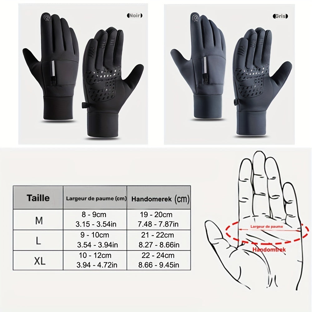 Gants tactiles antidérapants à picots en softshell, gris