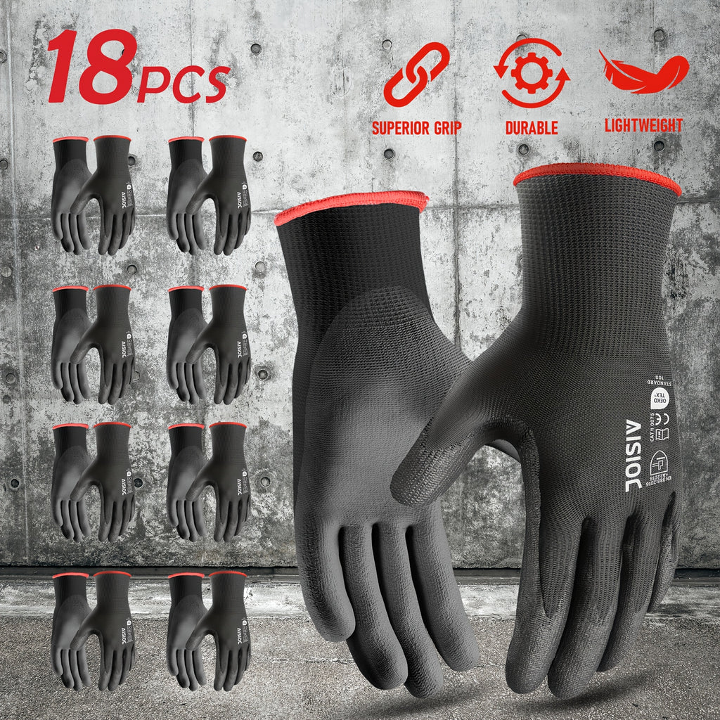 Gants de travail en maille enduite — lot de 18 paires