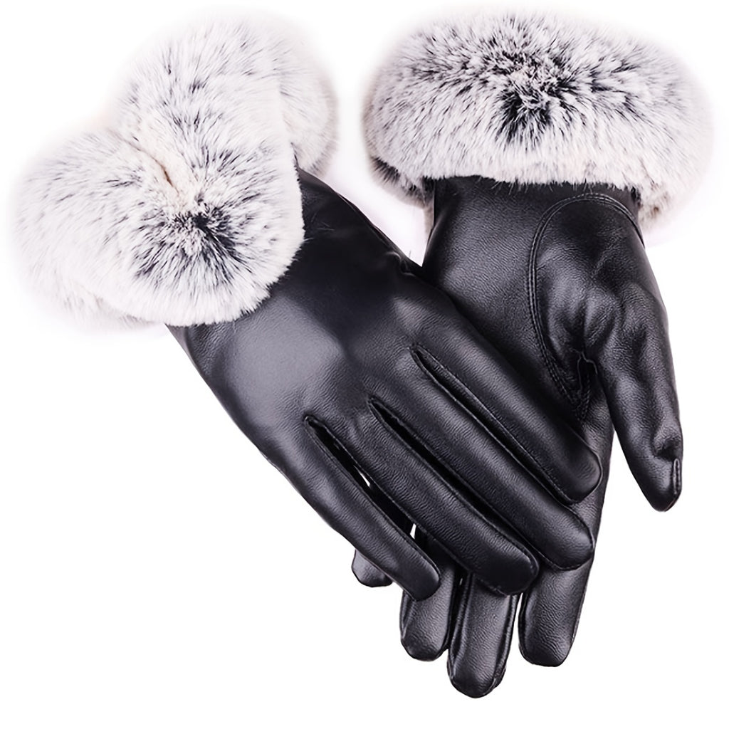 Gants doublés en cuir, noir