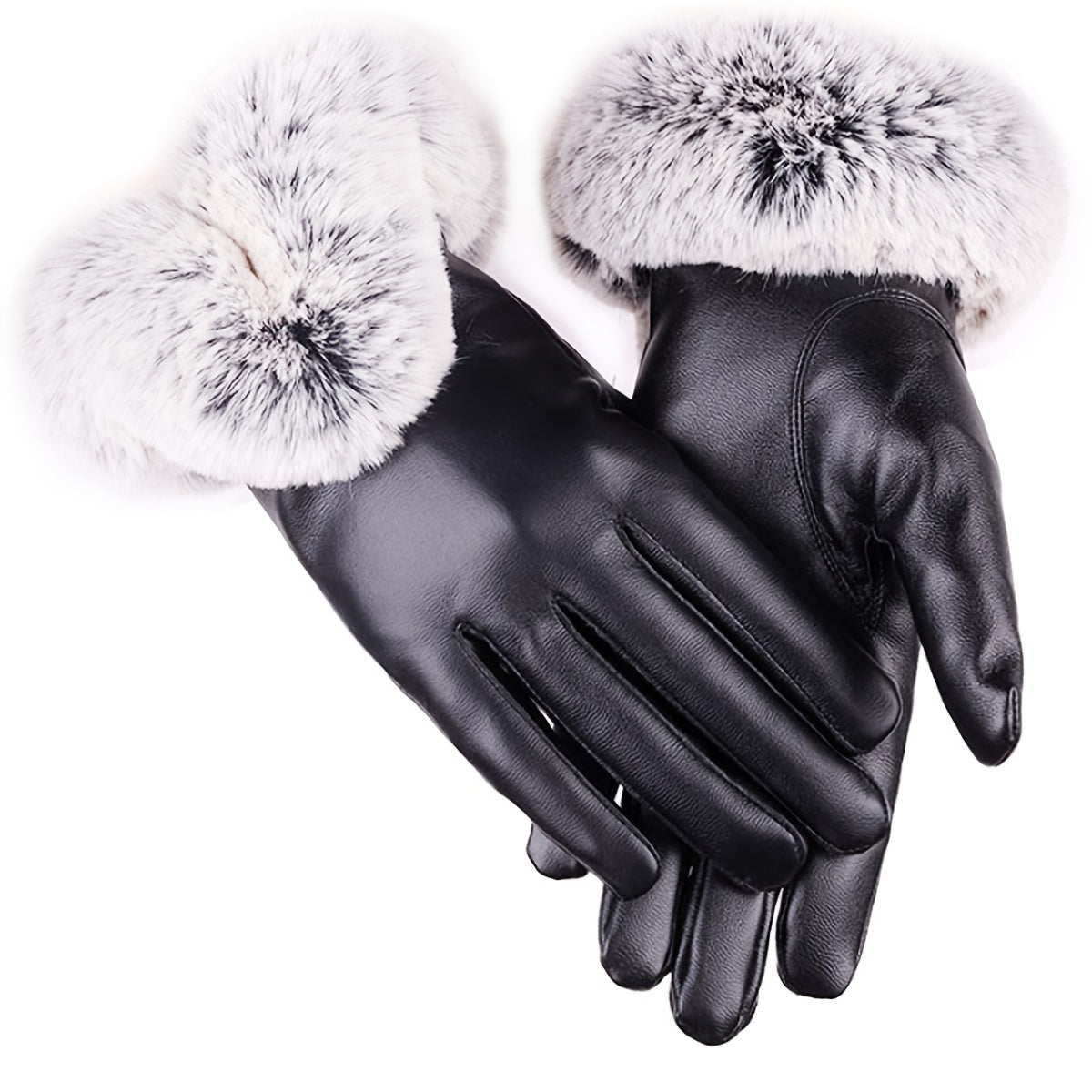 Gants doublés en cuir, noir