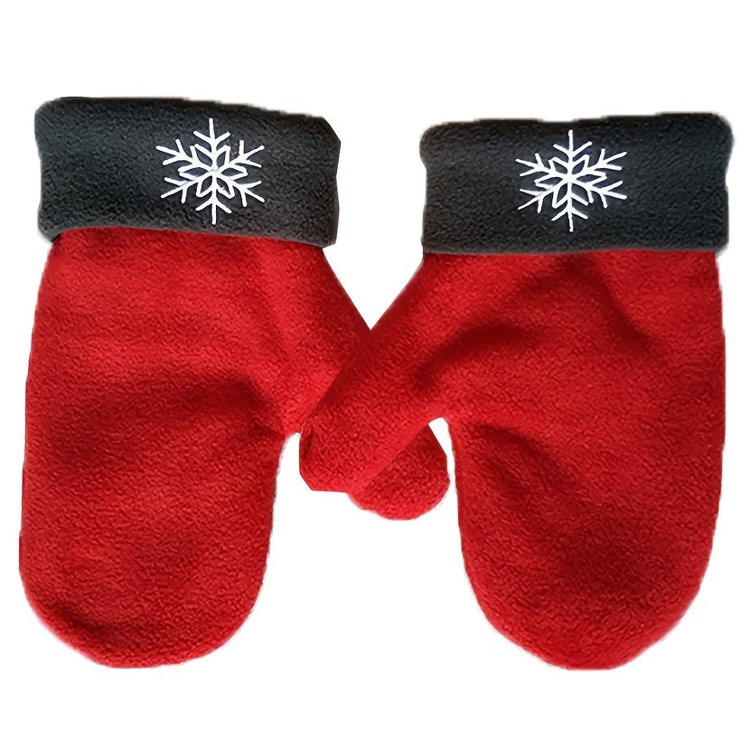 Moufles brodées à flocons en maille — lot de 3 paires