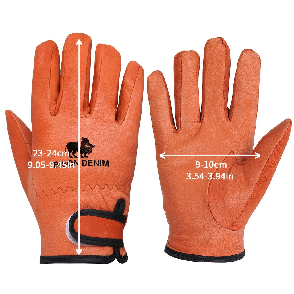 Gants de vélo à sangle de poignet en cuir de mouton