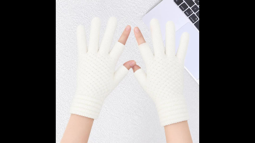 Gants sans doigts thermiques en maille, 5 coloris, à oursons