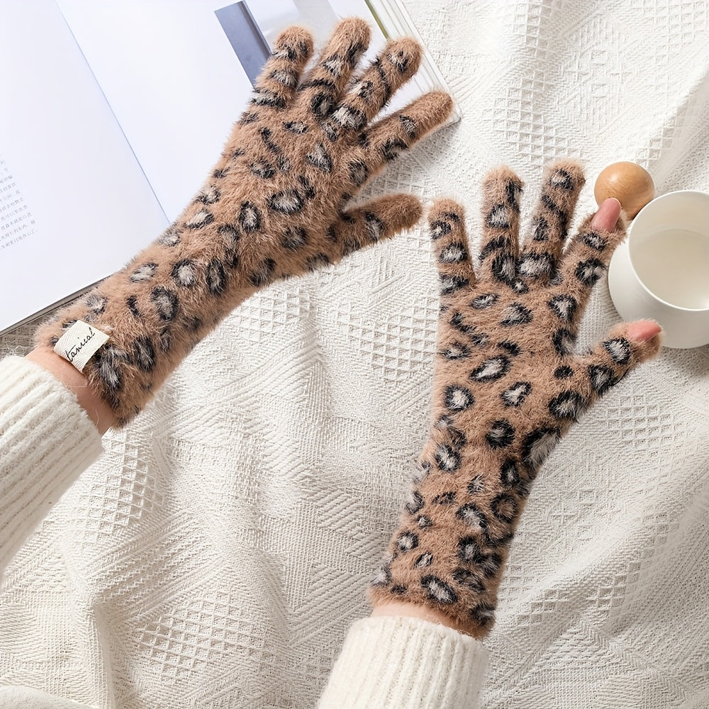 Gants thermiques en maille, couleur café