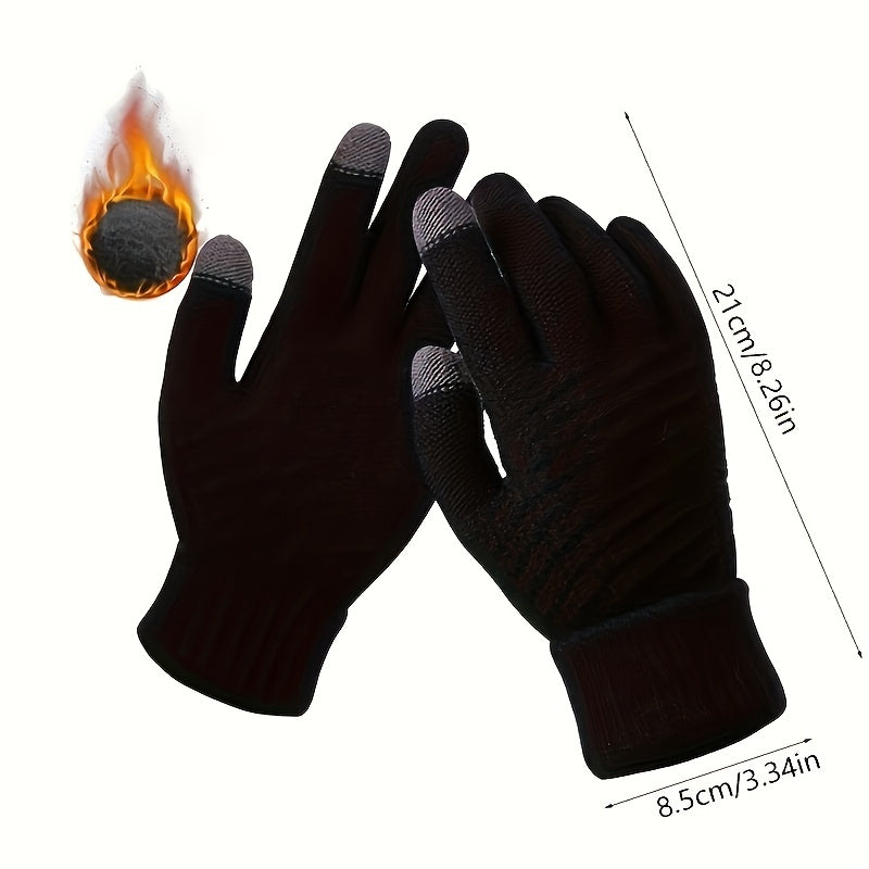 Gants tactiles à poignet côtelé doublés peluche en maille — lot de 2 paires