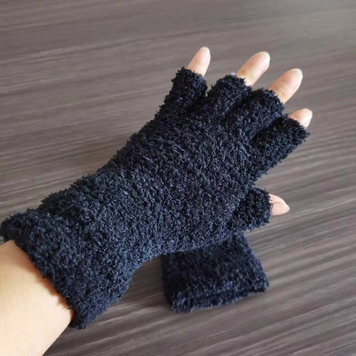 Gants longs en maille, noir