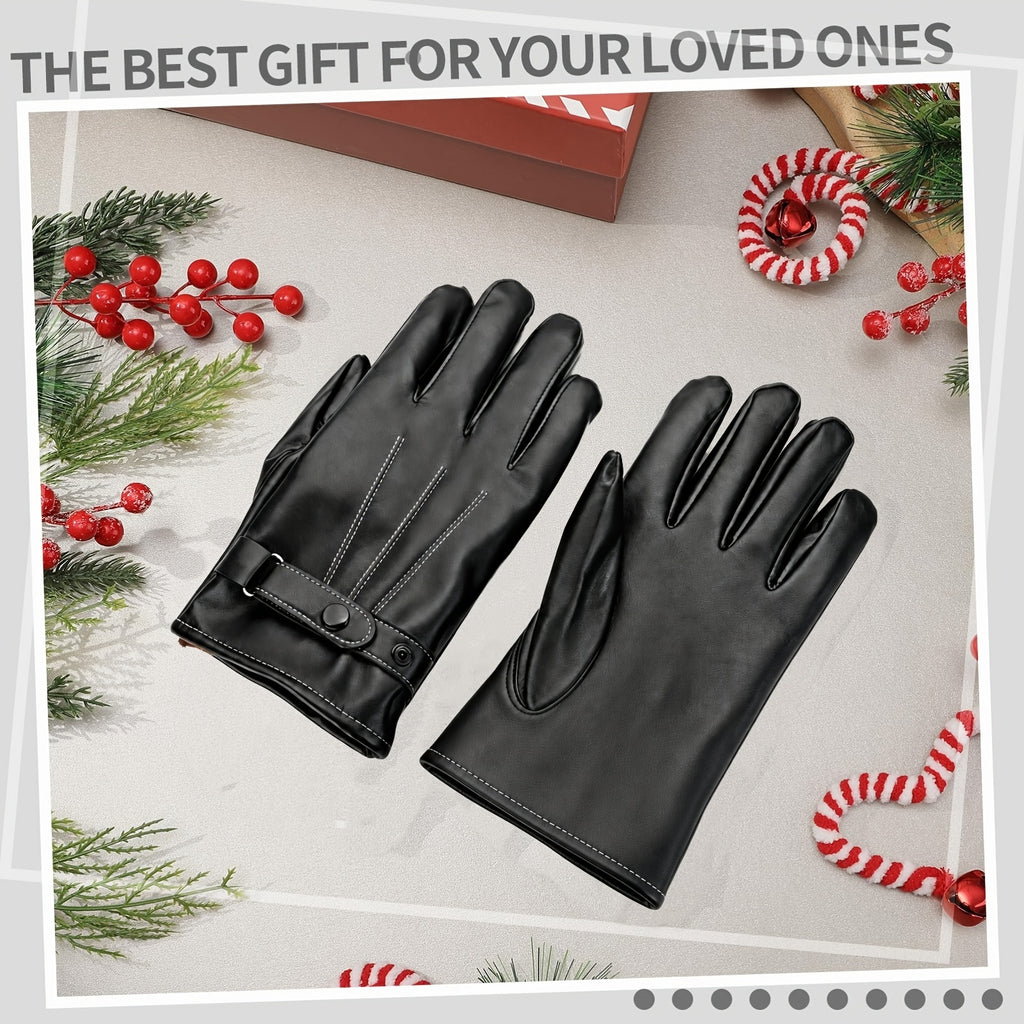 Gants de conduite de vélo en cuir, noir