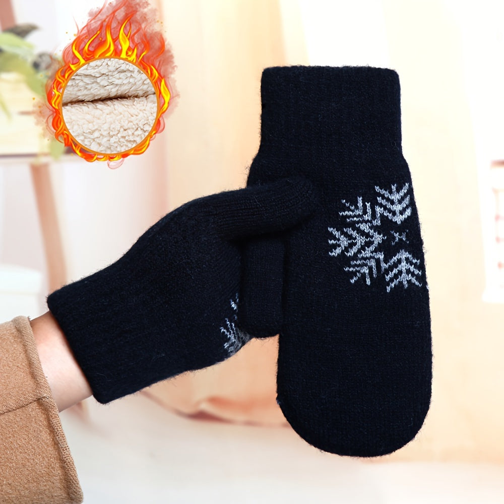 Gants mitaines doublés thermiques en laine, 6 coloris